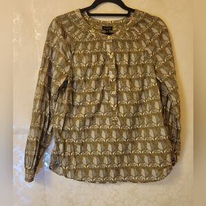 Talbots Olive Patterned Blouse